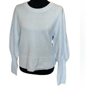 New ~ CECE ~ Beautiful baby blue PUFF Long Sleeve Crew Neck Sweater S
